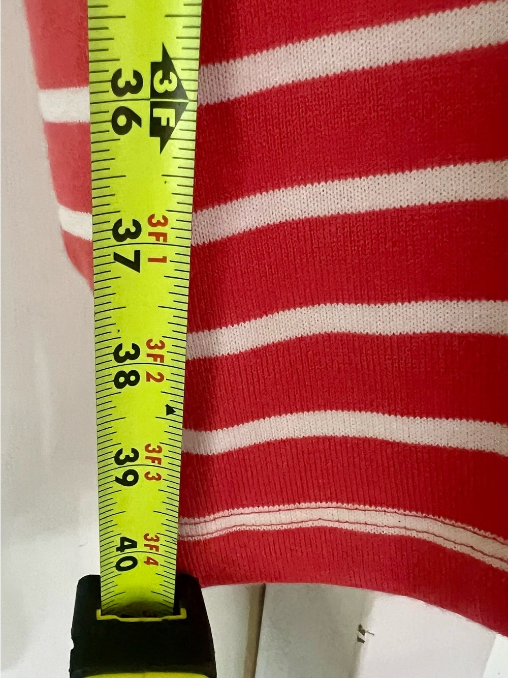 NWOT L.L. Bean Coral and White Striped Boatneck Knit Dress - Picture 5 of 7